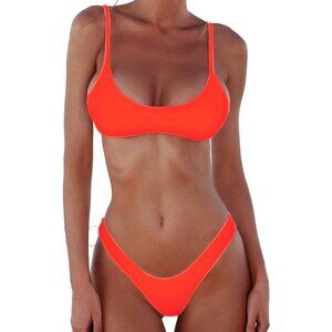 Neon Orange Thong Bikini Size Medium NWT